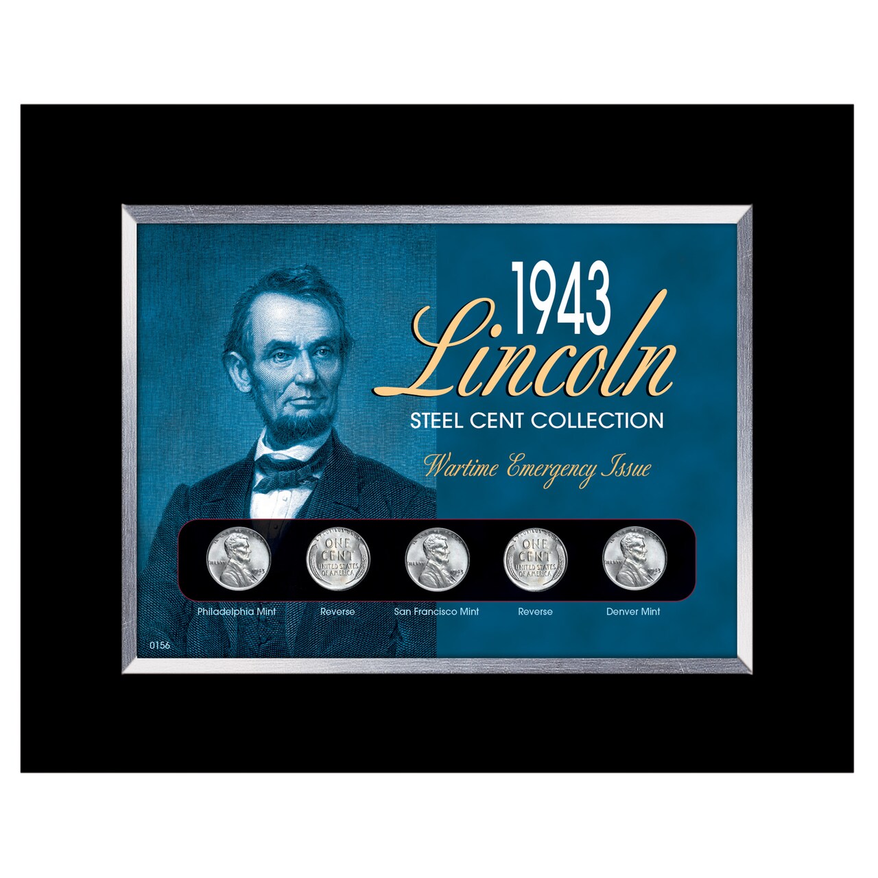 1943 Lincoln Steel Penny Collection Wartime Emergency Issue in Small Frame